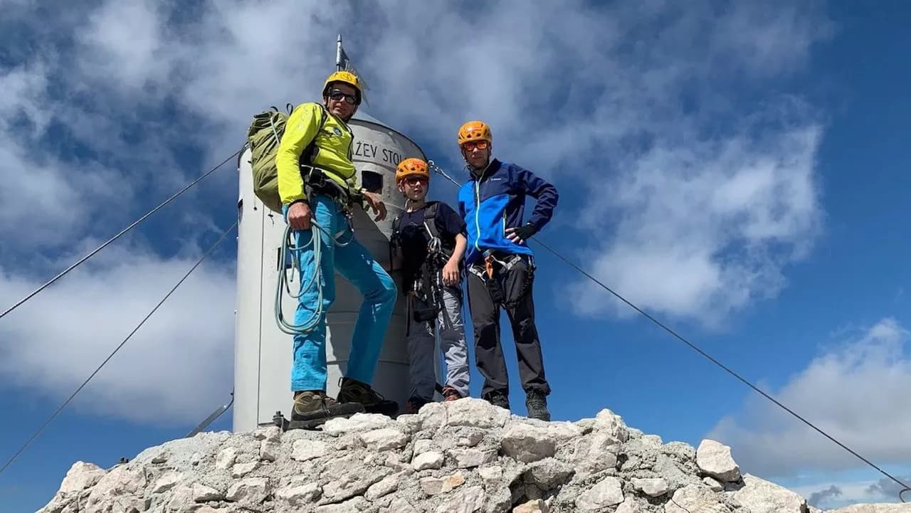 Father and son on the top